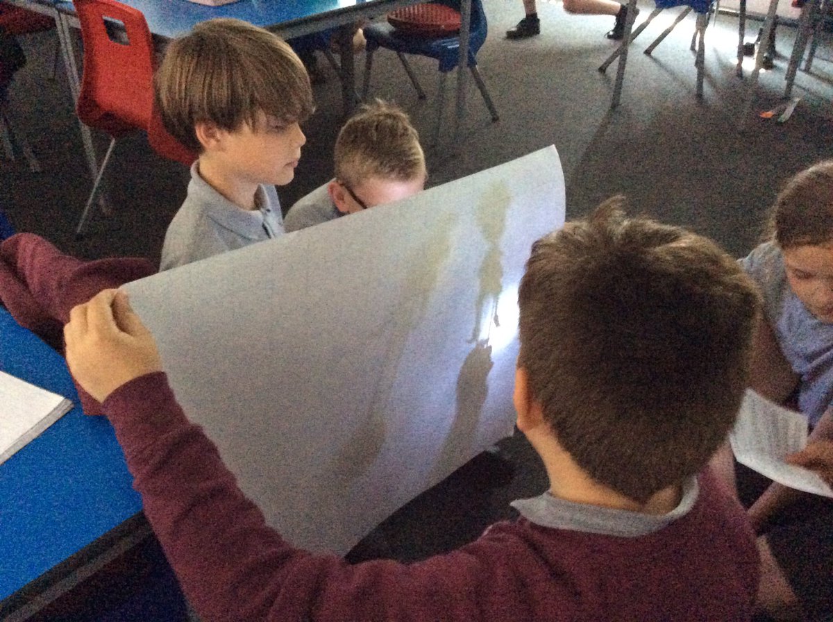 We are experimenting with creating shadows by making shadow puppets and re-enacting a scene between Sir Isaac Newton and Robert Hooke <a href="/BlackrodPSch/">Blackrod Primary</a>