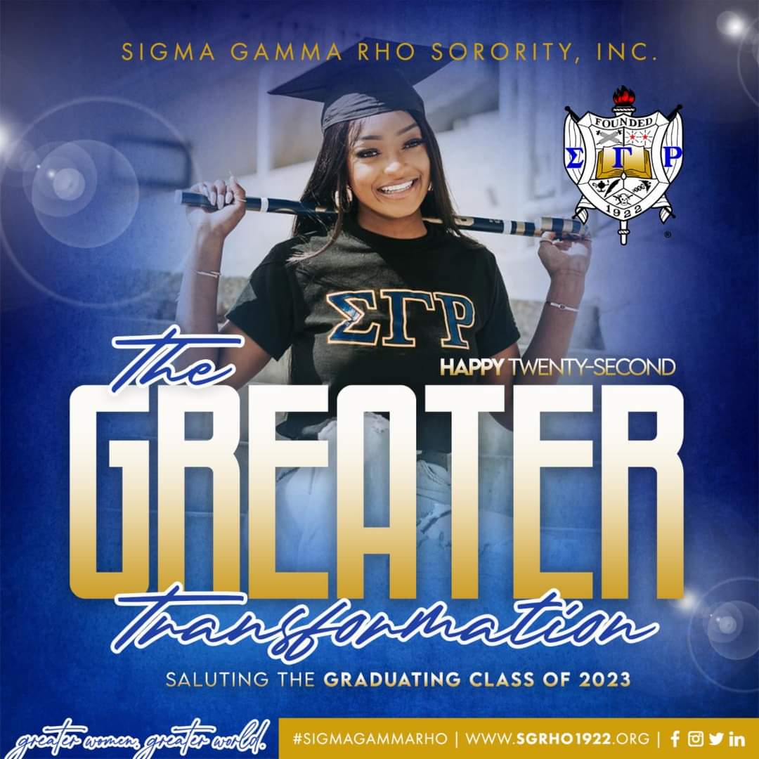 WesternSGRho's tweet photo. Happy 22nd Sorors! Another salute to our GREATER Graduates of the Class of 2023! 

#SigmaGammaRho #Classof2023 #GreaterWomenGreaterWorld https://t.co/A5YCT0nh1a