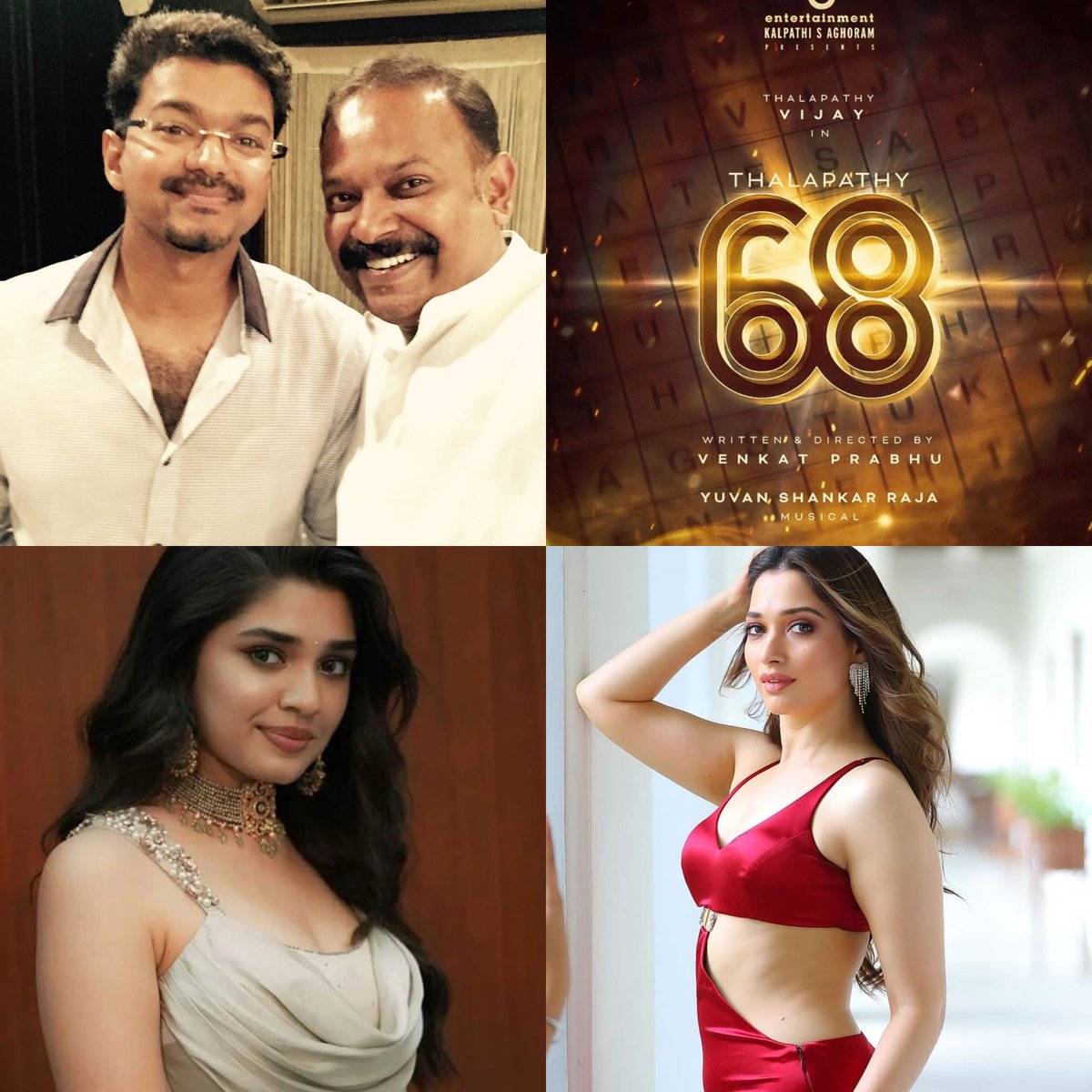 Films_Spicy's tweet photo. #Thalapathy68 updates: 

- #KrithiShetty and #Tamanna are front-runners for #Thalapathy68 female lead

- Time loop concept

- #Maanaadu cinematographer Richard M.Nathan will handle cinematography. 

First look and title will be out ON @actorvijay's birthday. https://t.co/G7tOAMiRVE
