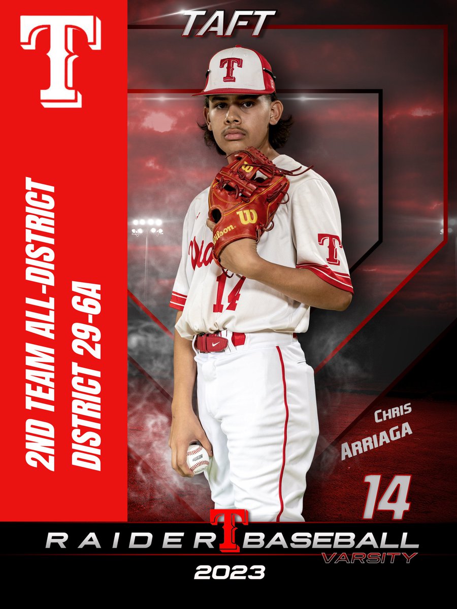 TaftBaseball's tweet photo. CONGRATULATIONS TO OUR 3 PLAYERS SELECTED TO THE 29-6A ALL-DISTRICT TEAMS.  CONGRATS AS WELL TO ALL THE OTHER PLAYERS WHO WERE SELECTED. #GORAIDERS https://t.co/gFUg7aBirI