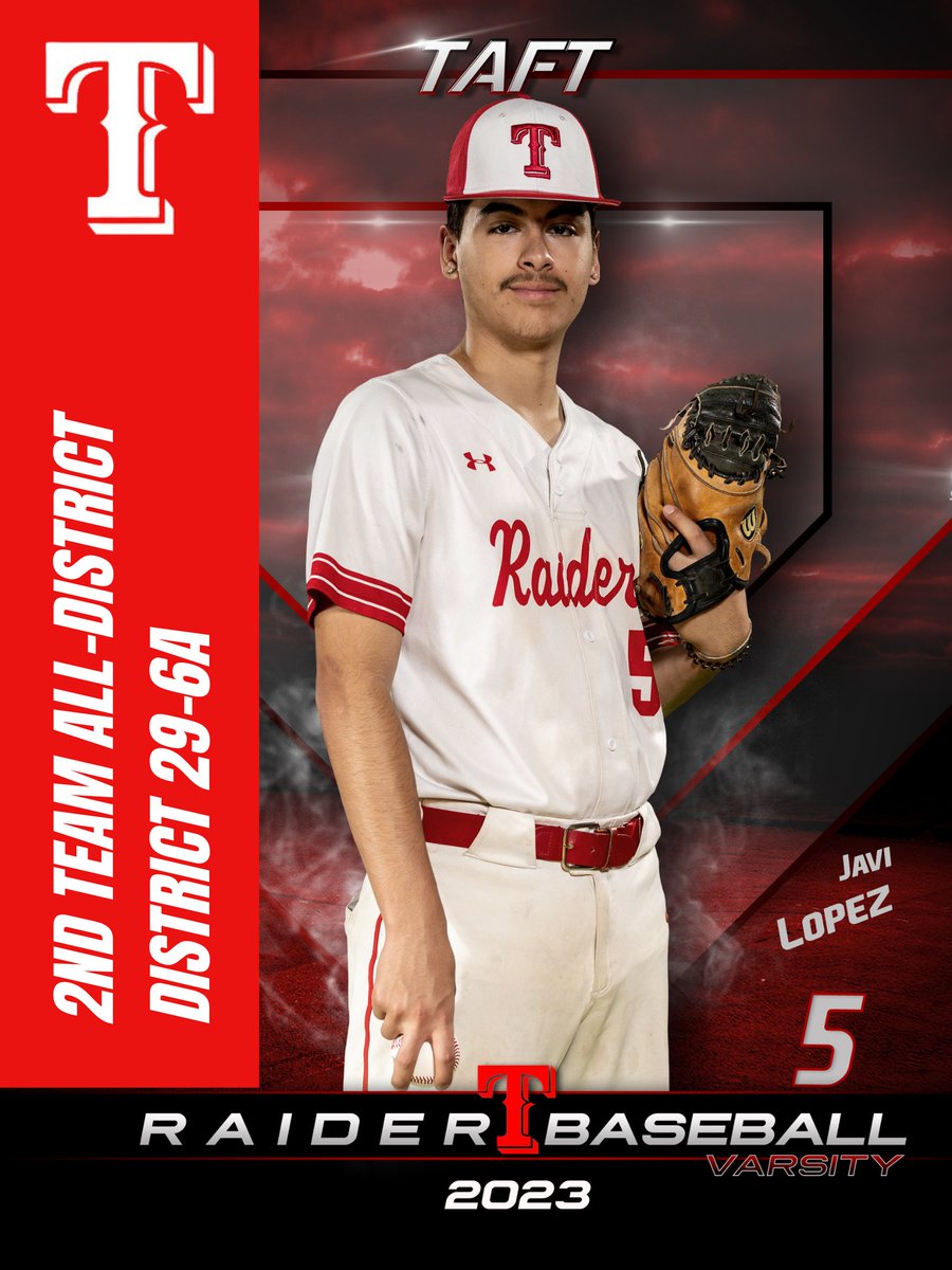 TaftBaseball's tweet photo. CONGRATULATIONS TO OUR 3 PLAYERS SELECTED TO THE 29-6A ALL-DISTRICT TEAMS.  CONGRATS AS WELL TO ALL THE OTHER PLAYERS WHO WERE SELECTED. #GORAIDERS https://t.co/gFUg7aBirI