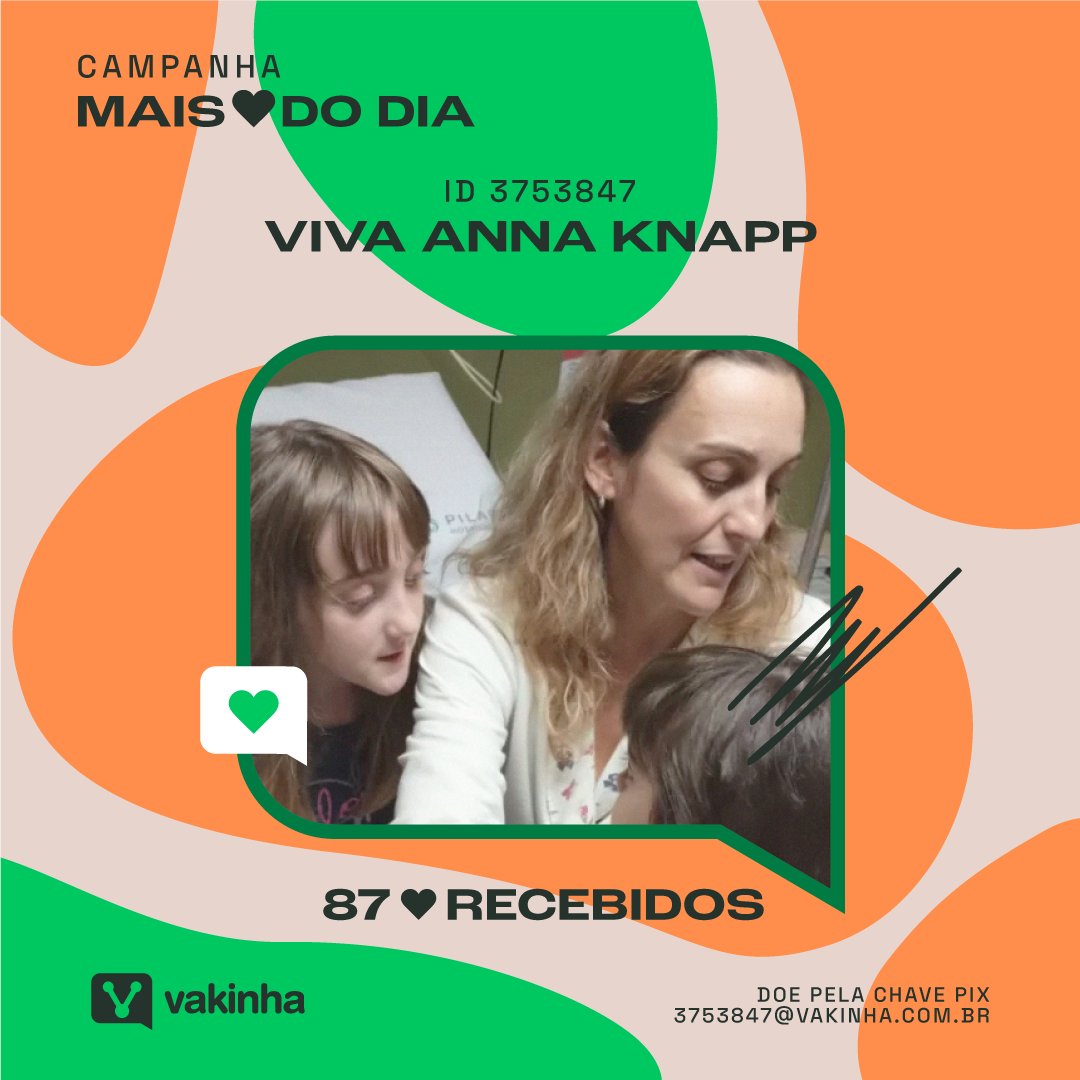 vakinha's tweet image. A Anna descobriu recentemente um câncer no pâncreas e precisou mudar de cidade pra fazer o tratamento. O seu marido é autônomo e fechou o seu estúdio pra acompanhá-la. Ele criou uma vaquinha pra custear as despesas do tratamento: vaka.me/3753847