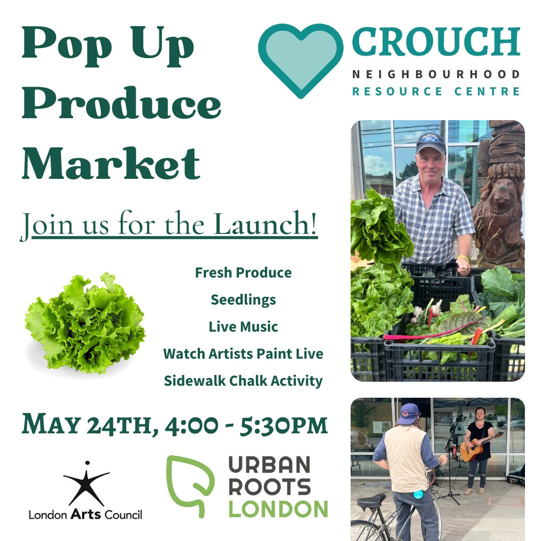 Join us for the launch of the seasonal Pop Up Produce Market this Wednesday, May 24, 4-5:30 pm, with some great surprises to kick things off right. Thank you to our partners for supporting food security in Hamilton Road #lndont