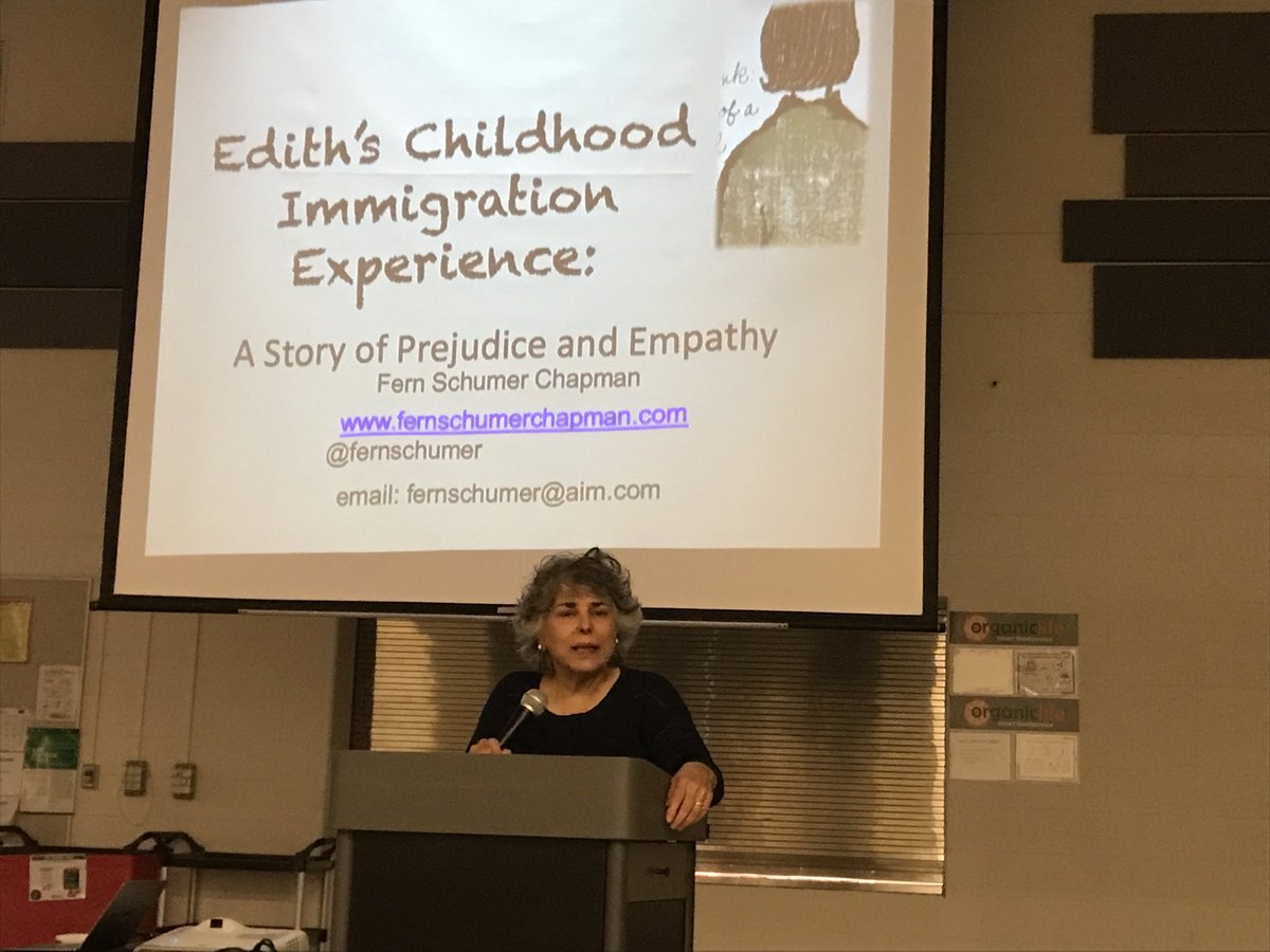 ReadingFitz's tweet photo. It was a pleasure welcoming @fernschumer to Oak Ridge on Friday! The students enjoyed learning about her mom’s experience escaping Nazi Germany with the other #onethousandchildren. @OakRidgeNPD117 #firsthandaccounts #authorvisit https://t.co/UzFDgSpl1I