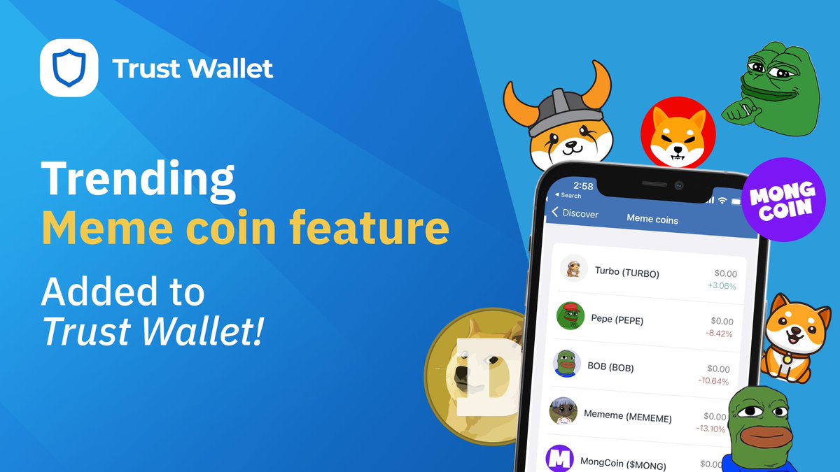 Trust Wallet (@trustwallet) on Twitter photo Itβs #Memecoinseason2023β¦  
So weβve made it easier for you to stay on top of the trends, by adding a dedicated trending #Memecoin section in #TrustWallet! 
Which army is the strongest..?ππ Itβs #Memecoinseason2023β¦  
So weβve made it easier for you to stay on top of the trends, by adding a dedicated trending #Memecoin section in #TrustWallet! 
Which army is the strongest..?ππ