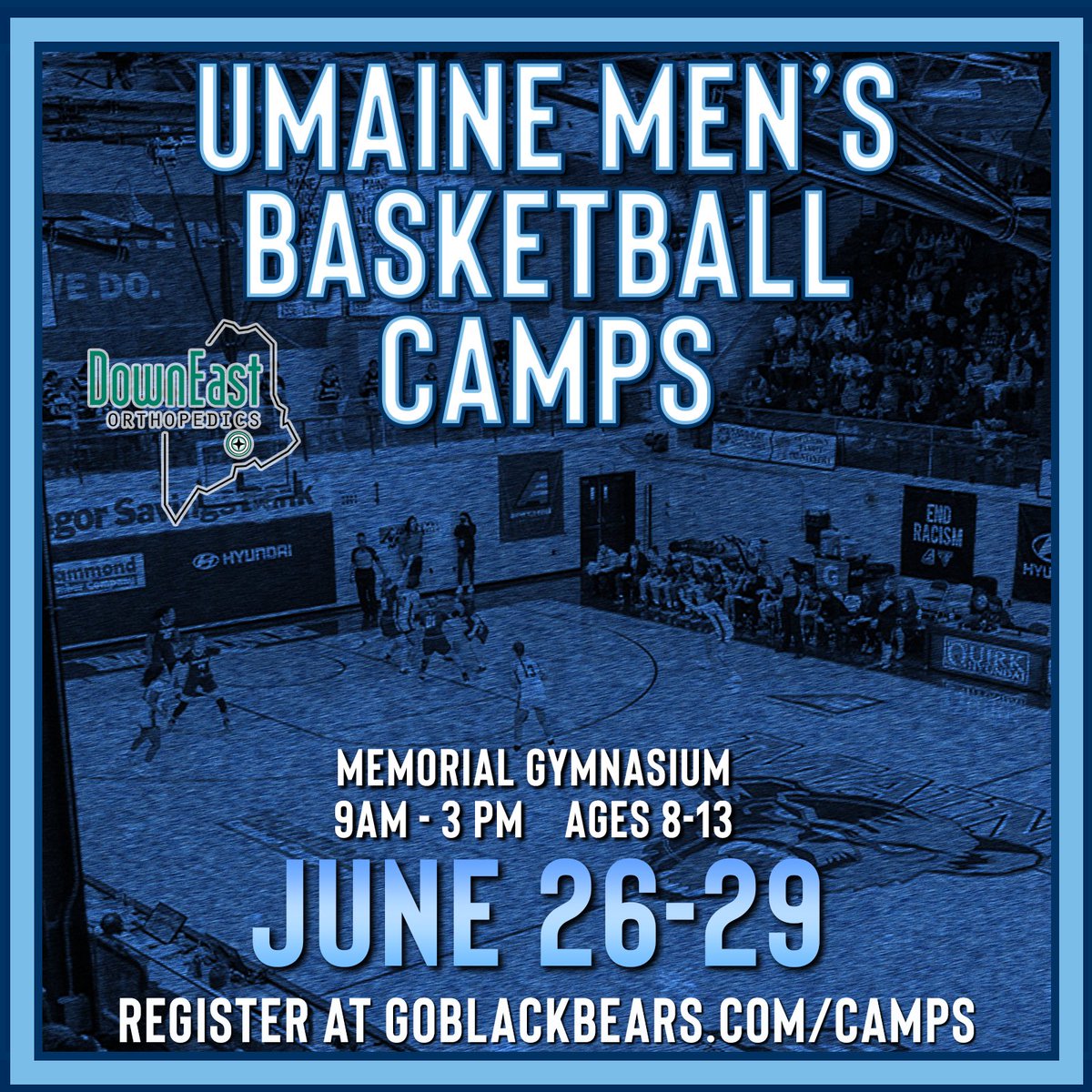 We are just FIVE weeks away from the return of the Maine Men’s Basketball Camp!

Our first session begins on June 26, make sure to reserve your spot today ⬇️
bit.ly/3zFiGw5

#blackbearnation