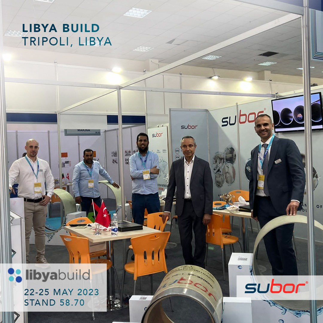 SuborPipe's tweet image. We are at Libya Build’23, the biggest building and construction fair of North Africa, on 22-25 May.
We will be happy to welcome you at our stand.

Tripoli International Fair, Libya
Stand 58.70
 
#subor #suborpipe #pipesystem #GRP #GRPpipe #CTP #libyabuild