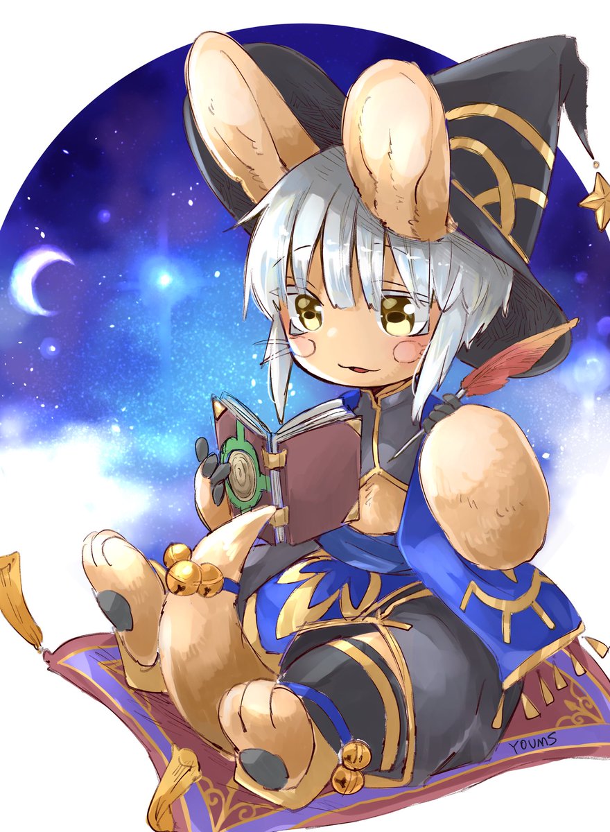 nanachi (made in abyss) book 1other crescent moon animal ears hat furry bell  illustration images