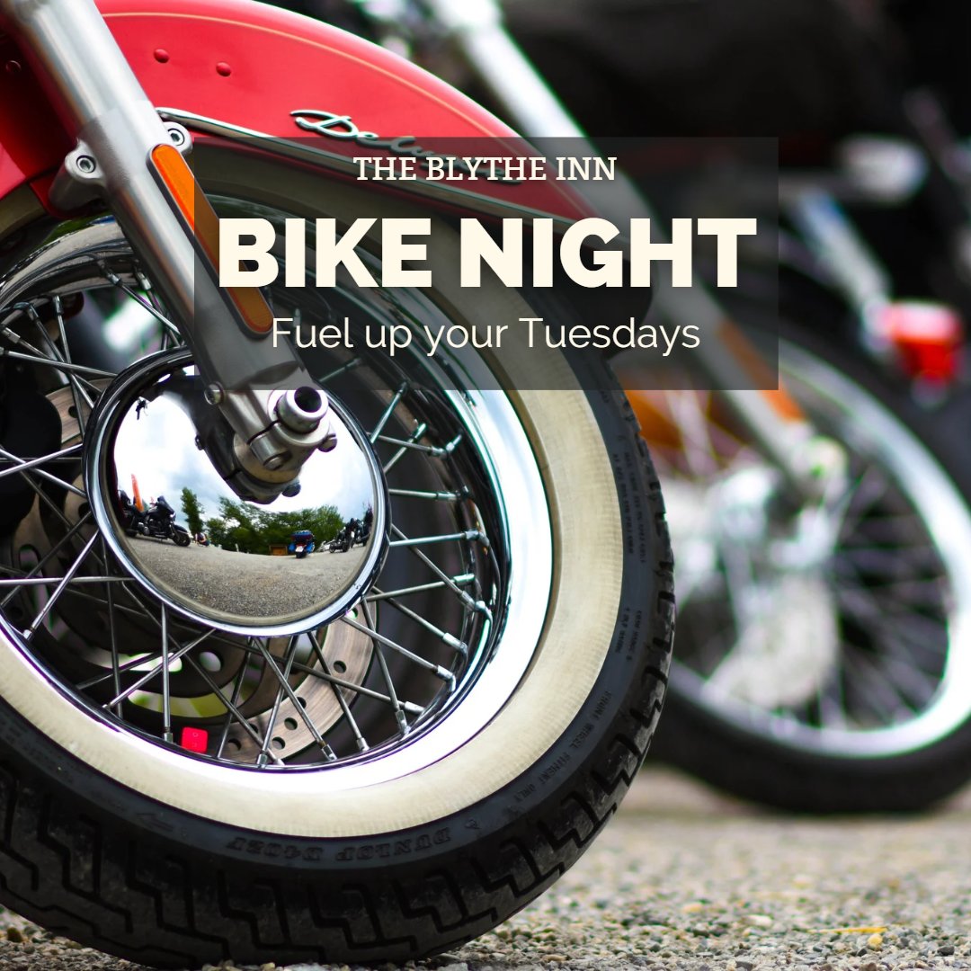 The_Blythe_Inn's tweet photo. TUESDAY IS BIKE NIGHT AT THE BLYTHE INN! 🏍 Fuel up and bring your bikes over for an unforgettable night! 🤩

👉 Booth Lane, Kingstone, Uttoxeter. ST18 0LT
🕕  Every Tuesday evening from 6 pm

#BlytheInn #BikeNight #Uttoxeter #Motorbikes #BikeLife #Staffordshire #WestMidlands https://t.co/1hyVyohvzB