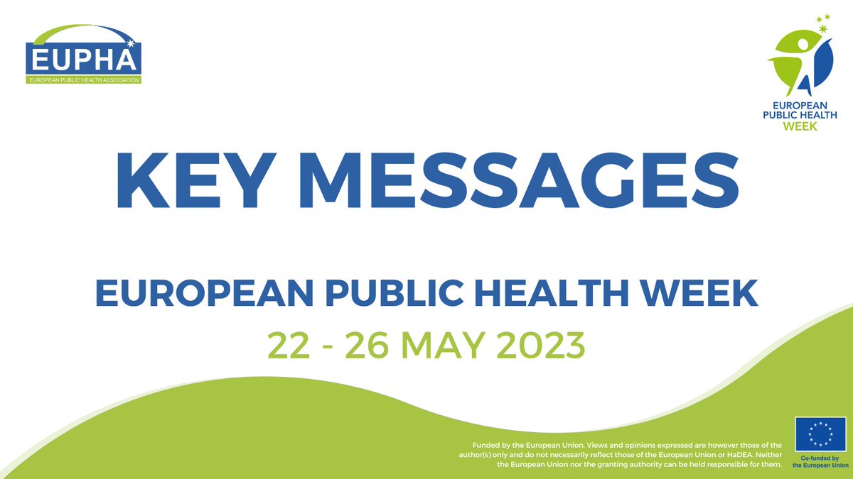 EUPHA (@euphacts) on Twitter photo The 2023 European Public Health Week Key messages document has been published: eupha.org/repository/EUP…
Developed with <a href="/WHO_Europe/">WHO/Europe</a>, @MHESME, the <a href="/CancerLeagues/">European Cancer Leagues</a>, the <a href="/OBShealth/">European Observatory on Health Systems & Policies</a>, <a href="/EU_Health/">EU One Health</a>, the <a href="/WFPHA_FMASP/">World Federation of Public Health Associations</a> and - of course - EUPHA and its many Sections.
#EUPHW #EUPHW2023 The 2023 European Public Health Week Key messages document has been published: eupha.org/repository/EUP…
Developed with <a href="/WHO_Europe/">WHO/Europe</a>, @MHESME, the <a href="/CancerLeagues/">European Cancer Leagues</a>, the <a href="/OBShealth/">European Observatory on Health Systems & Policies</a>, <a href="/EU_Health/">EU One Health</a>, the <a href="/WFPHA_FMASP/">World Federation of Public Health Associations</a> and - of course - EUPHA and its many Sections.
#EUPHW #EUPHW2023