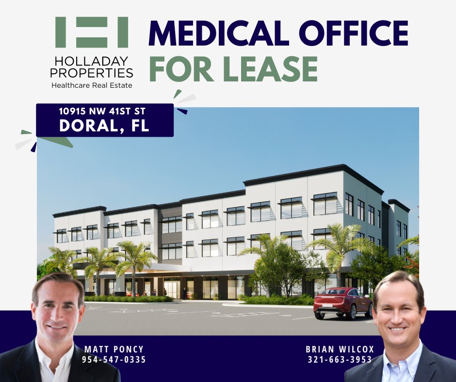 🏥 Coming Soon! Introducing Doral Medical Center in Doral, FL - an 80,000 SF Class-A Medical Office Building estimated delivery for 2025. 🚀 Pre-leasing is now underway! Act fast to secure your space in this premier location. 

 #HolladayProperties #HealthcareRealEstate #MOB