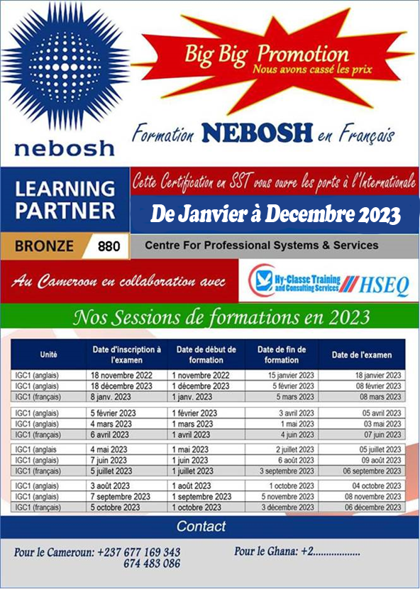 Hyclasse on Twitter "Formation NEBOSH International en Francais. Faite