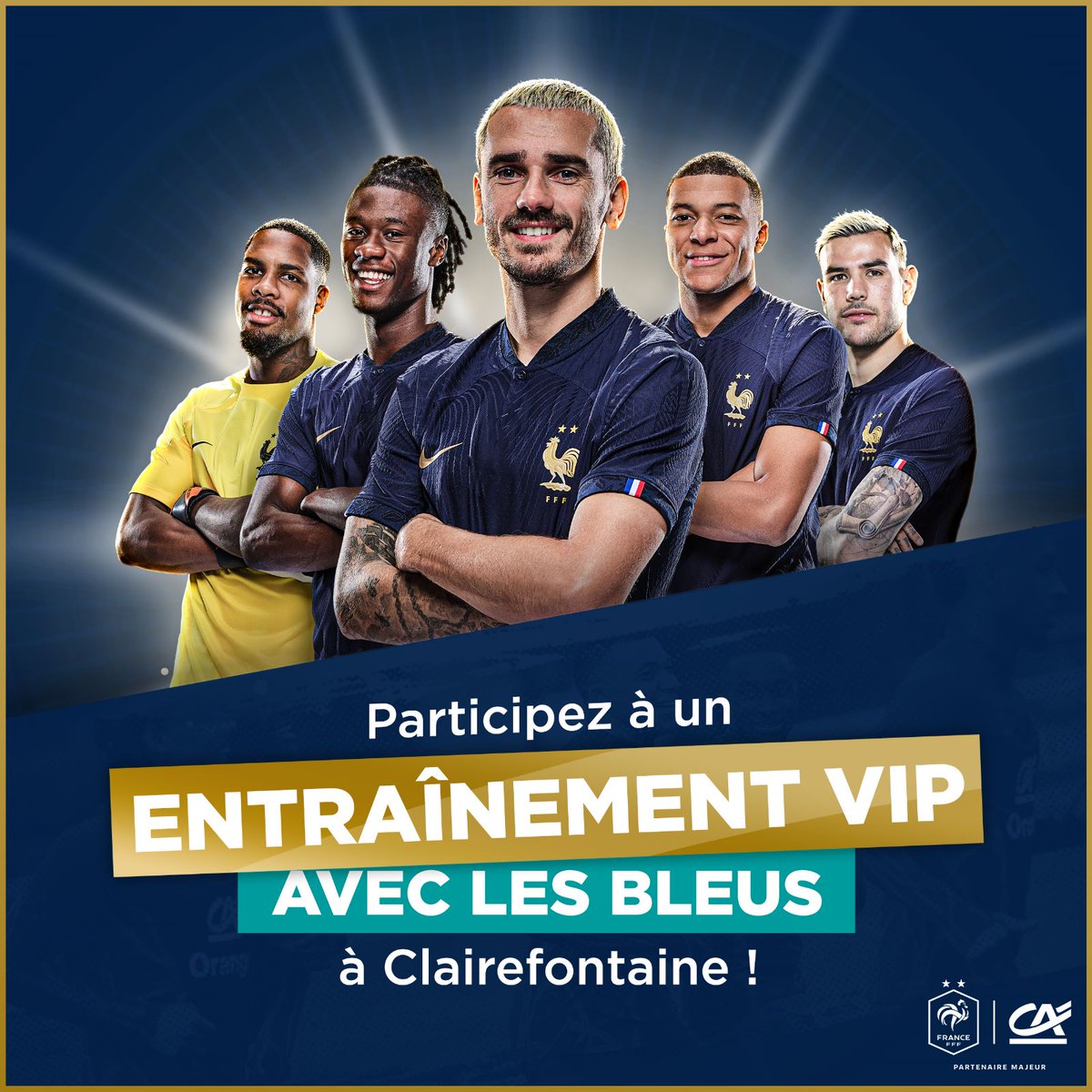 OnaTousunCôtéFoot ⚽️ (@tousuncotefoot) on Twitter photo Un 𝗘𝗡𝗧𝗥𝗔𝗜𝗡𝗘𝗠𝗘𝗡𝗧 𝗩𝗜𝗣 ✨ à GAGNER pour le prochain rassemblement des Bleus :
🥂 Cocktail et animations
🤝 Rencontre avec les joueurs
🏃♂️ Assistez à un entraînement privatif
Pour jouer :
🔁 RT + FOLLOW <a href="/tousuncotefoot/">OnaTousunCôtéFoot ⚽️</a>
🍀 TAS le 29 mai / Événement le 13 juin Un 𝗘𝗡𝗧𝗥𝗔𝗜𝗡𝗘𝗠𝗘𝗡𝗧 𝗩𝗜𝗣 ✨ à GAGNER pour le prochain rassemblement des Bleus :
🥂 Cocktail et animations
🤝 Rencontre avec les joueurs
🏃♂️ Assistez à un entraînement privatif
Pour jouer :
🔁 RT + FOLLOW <a href="/tousuncotefoot/">OnaTousunCôtéFoot ⚽️</a>
🍀 TAS le 29 mai / Événement le 13 juin