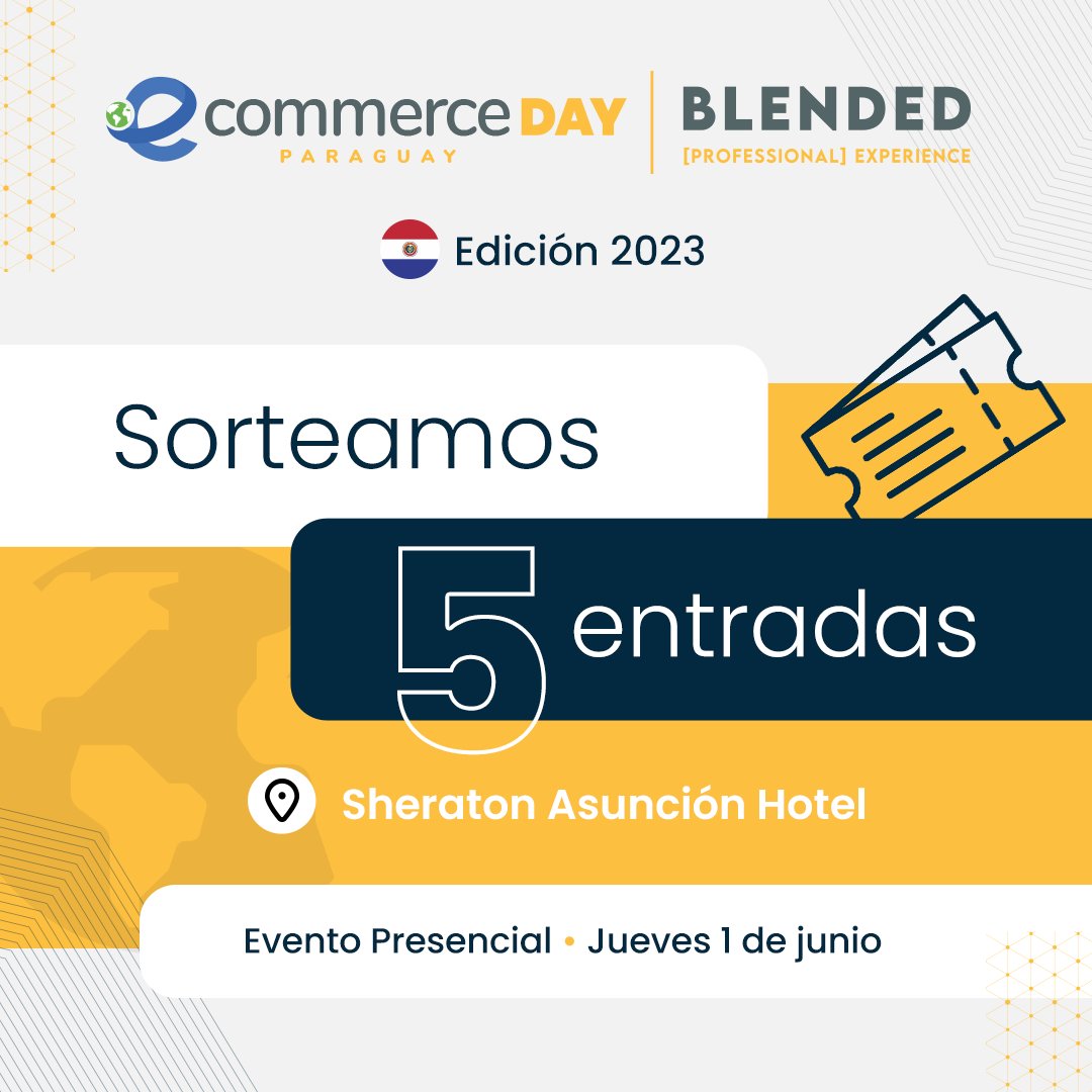 eCommerceDay's tweet photo. 🇵🇾 ¡Gana 1 entrada para ir al eCommerce Day #Paraguay! ¡Participa e invita a tus colegas y equipo de trabajo!
📲 ¡Entra aquí! https://t.co/1Zv8kZoF1h
✔ ¿Dónde? En el Hotel Sheraton Asuncion
🗓 Jueves 1 de junio a partir de las 8:00 am.
#eDayPY #DigitalCommerce #eventos https://t.co/A94k7A6zkE