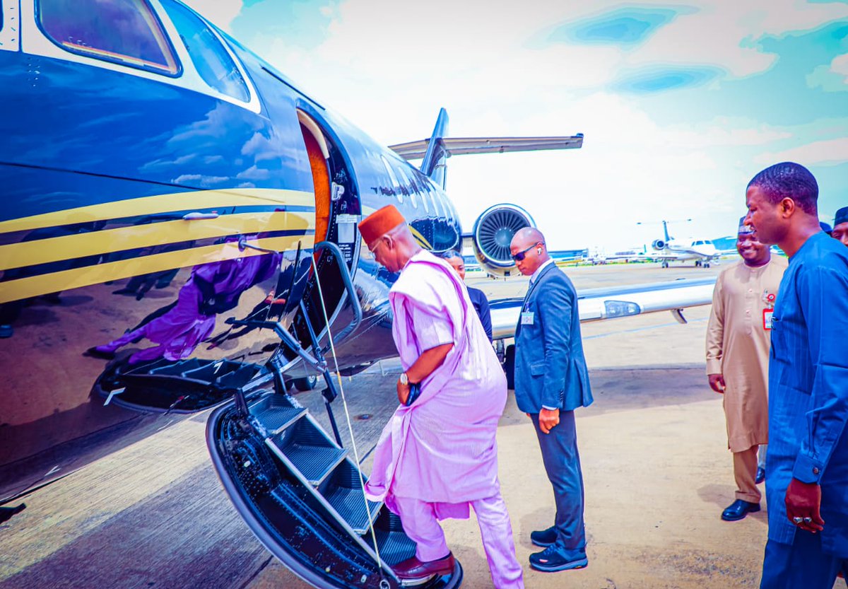 govaasule's tweet photo. Engr. Abdullahi A. Sule, departs Abuja for Lagos to attend the  commissioning of the Dangote Refinery by President Muhammadu Buhari tomorrow, 22nd May, 2023 then visits Alhaji Aliko Dangote, President of Dangote Group, ahead of the commissioning of the Refinery

#GOVAASULE https://t.co/XNeFE3ODpR