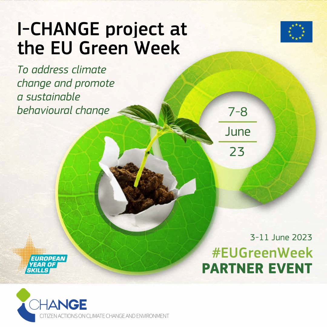 We are thrilled to announce that  #ICHANGE partners &amp; #LivingLabs are organising various partner events during the #EUGreenWeek, to increase awareness for addressing #ClimateChange and promoting #SustainableBehaviouralChange: ow.ly/53Jh50Ot6YH
 <a href="/EU_Commission/">European Commission</a> <a href="/EUgreenweek/">EUGreenWeek 🇪🇺</a>