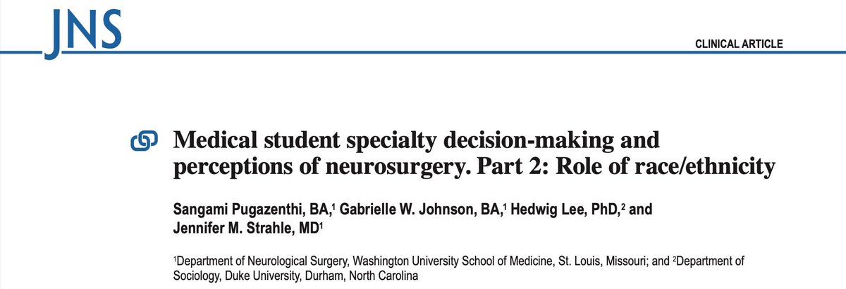 Sangami Pugazenthi (@s__pugazenthi) on Twitter photo Very excited to share two manuscripts published in <a href="/TheJNS/">Journal of Neurosurgery</a> from our mixed methods pilot study at <a href="/WUSTLmed/">Test Account</a> looking at the effect of gender and race on medical student specialty decision making and perceptions of neurosurgery! Very excited to share two manuscripts published in <a href="/TheJNS/">Journal of Neurosurgery</a> from our mixed methods pilot study at <a href="/WUSTLmed/">Test Account</a> looking at the effect of gender and race on medical student specialty decision making and perceptions of neurosurgery!