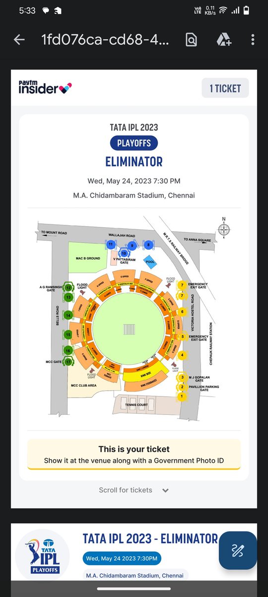 Lalitha1007's tweet photo. Eliminator tickets available..

 I Upper Stand

Can trust. You can get for original price..
Interested please DM, only genuine buyers..

#IPLtickets #IPL2O23 #IPLPlayOffs #eliminatortickets #Tickets #IPLtickets #MIvsLSG #mivslsgtickets
#chepauktickets #Chepaukstadium #Eliminator https://t.co/wr0qrpjrK8