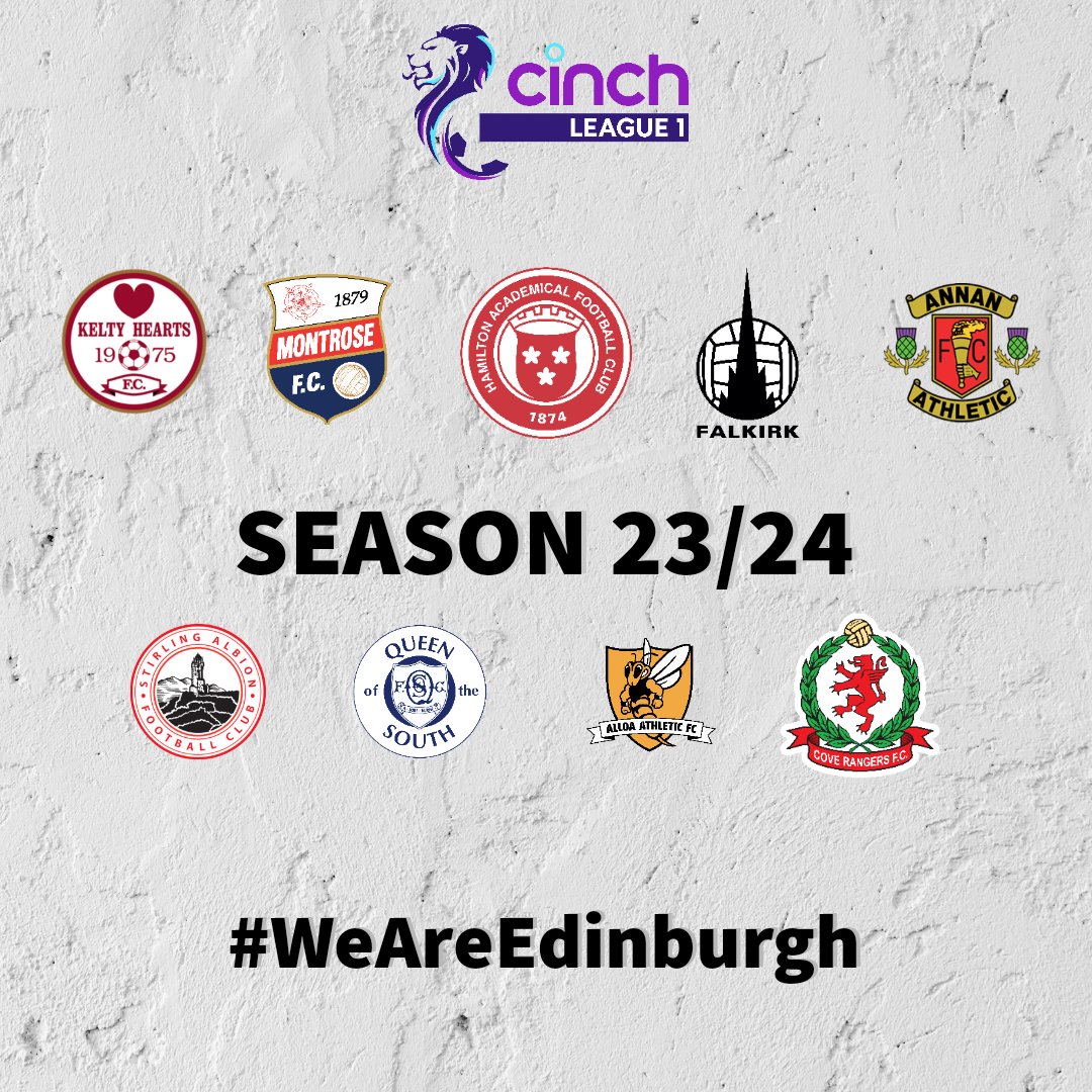 SEASON 23/24 We have 4 new opponents! 

@AnnanAthleticFC 
@CoveRangersFC 
@acciesfc 
@Stirling_Albion 

We look forward to welcoming you to Meadowbank 🤝

#WeAreEdinburgh