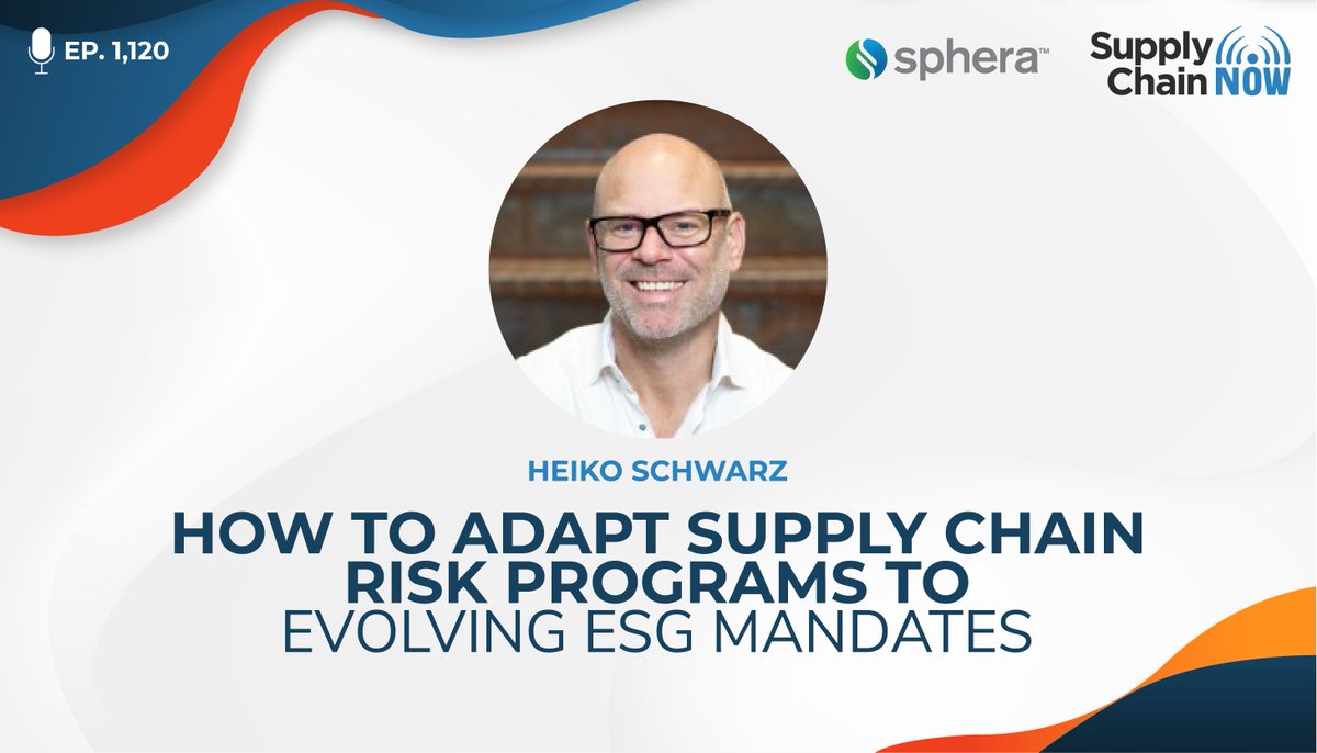 In this episode, Heiko Schwarz from @SpheraSolutions joins @_supplychainnow  to talk about how companies can successfully adopt supply chain risk management technologies to achieve their stated ESG goals at scale - while also managing risk. 

bit.ly/3MmZgCp 
#supplychain