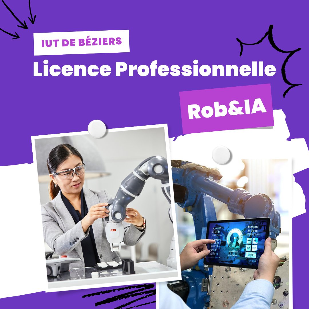 Iutbeziers's tweet photo. Tu es en BTS CRSA, MS SP, GEI AII, CPRP PS, CPI, CIEL ER ou Électrotechnique ?
La Licence Professionnelle Rob&IA est faite pour toi !
#formation #robotique #intelligenceartficielle #ia #bts #btsCRSA #btsMS #btsGEI #btsCPRP #btsCPI #btsCIEL #btsElectrotechnique #iutbeziers https://t.co/dKf8oBGhHb