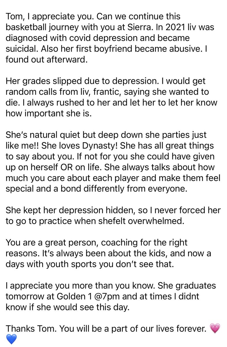 CoachT2NCD's tweet photo. This email got me crying this morning, driving to work. My heart sunk, reading that. Sometimes even as a coach, these kids impact you more than they’ll ever know. My goal has always been make each player feel special in some way. #TheyAreMyWhy https://t.co/fiJV6pqhdK