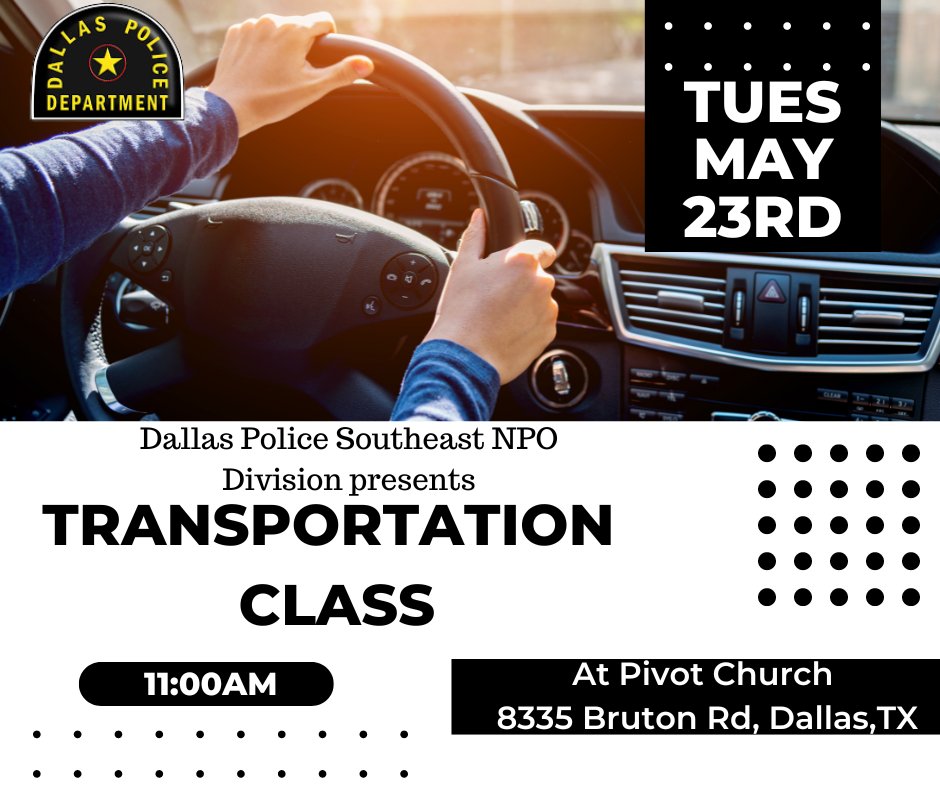 Southeast NPO's is putting on a transportation class to educate  about distractive drivers and child passenger safety. 
All is welcome. 
Light refreshments will be provided.