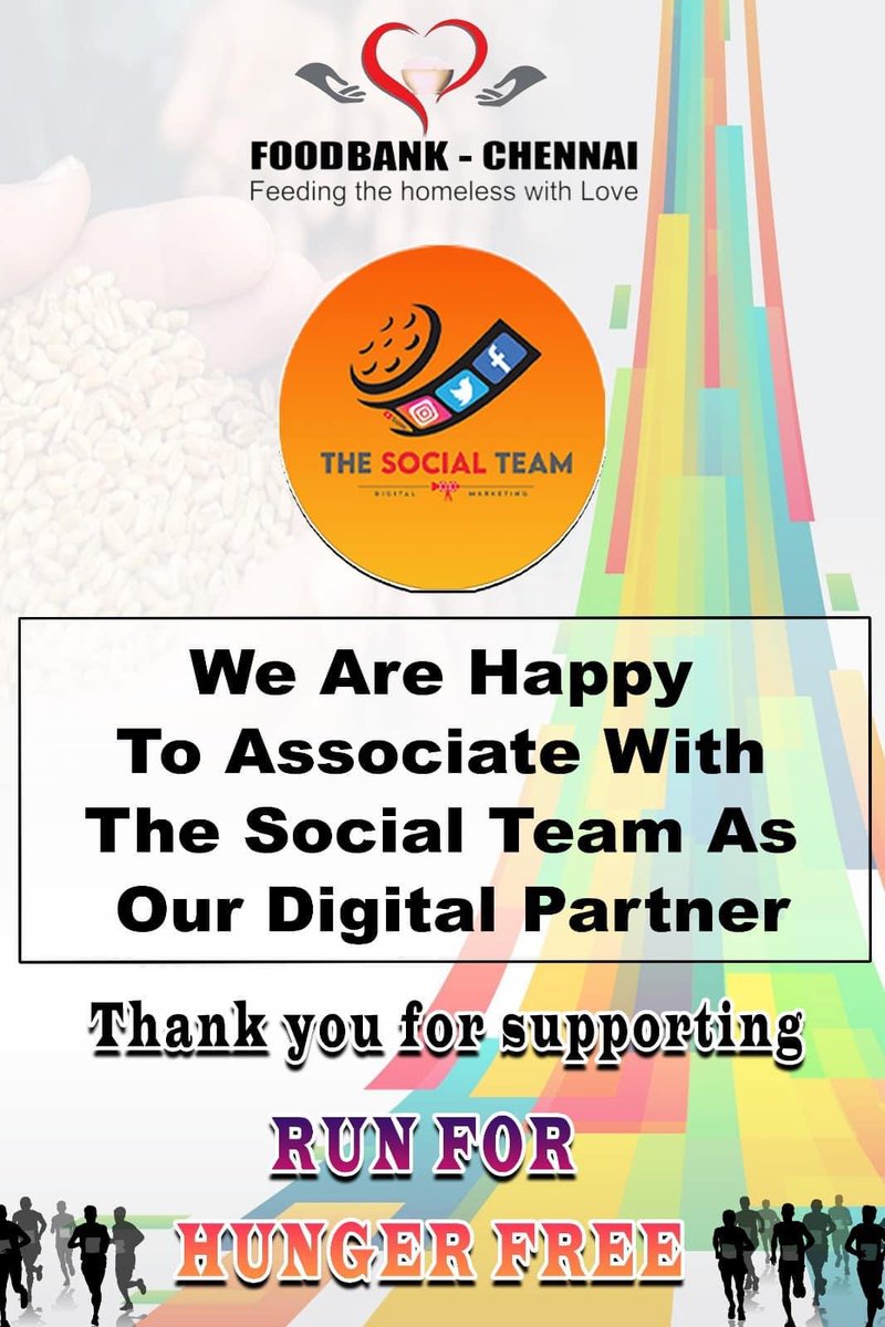 snehamohandoss's tweet image. Thank you The Social Team for supporting our initiative #RUNFORHUNGERFREE awareness run on world hunger day May28th. We are happy to have you on our board as Digital Partner.
