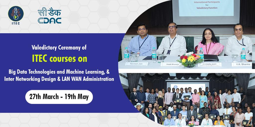 Additional Secretary Ms. Abhilasha Joshi graced the valedictory session of two 8-week specialized #ITEC programmes <a href="/cdac_noida/">CDAC NOIDA</a> that has helped participants to learn &amp; analyze big data using machine learning &amp; handle network design and administration.
<a href="/dpa_mea/">DevelopmentPartnershipAdmn_MEAIndia</a> <a href="/prabhatk/">प्रभात कुमार</a>