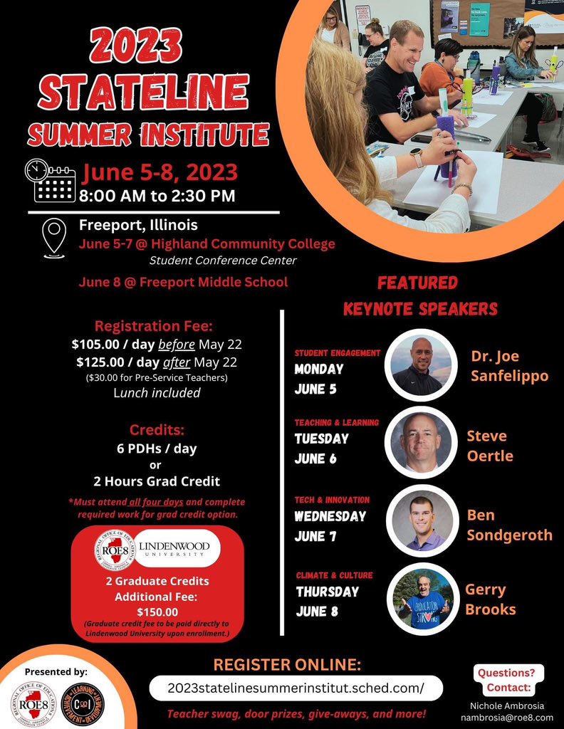Early bird registration is closed, but spots are still available for the 2023 Stateline Summer Institute in Freeport, IL! Open to all educators and those who love education! #SummerInstitute #pretzelPD #ProfessionalLearning #ILedchat #edchat

2023statelinesummerinstitut.sched.com
