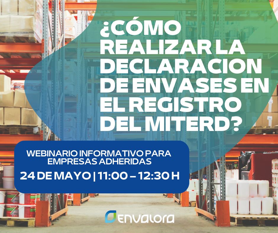 #ENVALORA, el nuevo #SCRAP de envases industriales y comerciales organiza un webinario dirigido a las empresas adheridas para explicar cómo realizar la declaración de envases en el Registro del MITERD. ¡Únete a #ENVALORA y participa! Info: envalora.es/webinar-24-may…