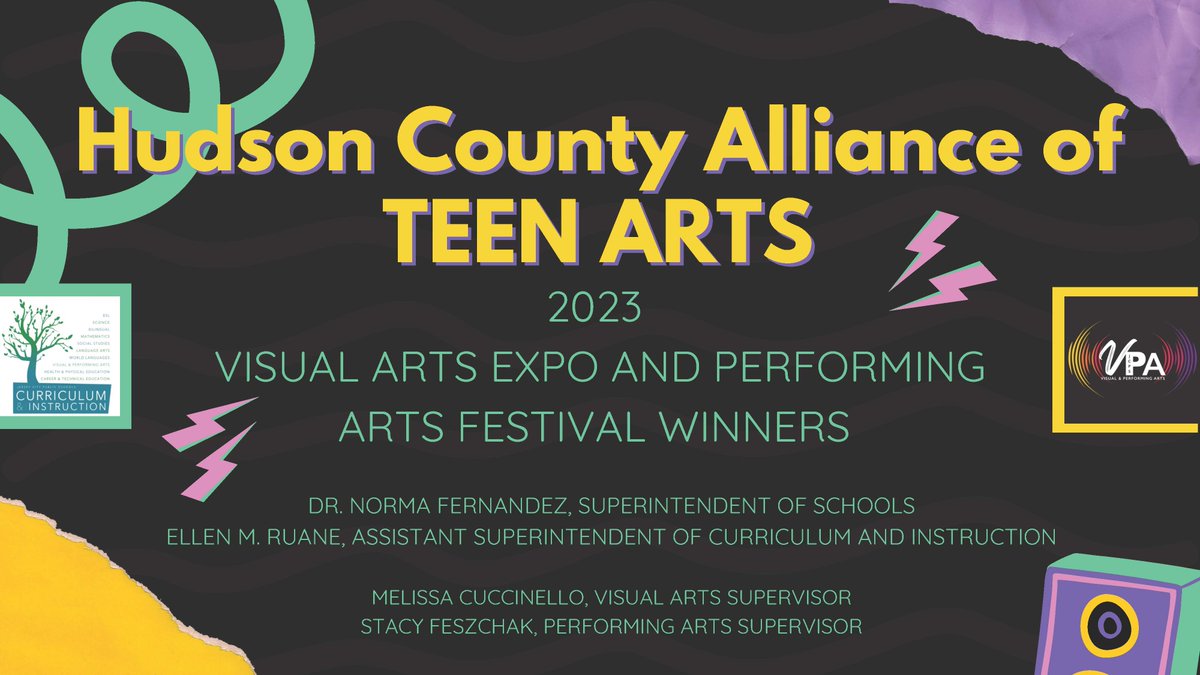 jcps_district's tweet photo. Hudson County Alliance of Teen Arts announces the Visual Arts Expo and Performing Arts Festival Winners for 2023.
Congratulations to all the winners from our district!
#JCArts #McNairHS #FerrisHS #SnyderHS #DickinsonHS #LibertyHS #InnovationHS #renaissanceins

@McNairAcadHS https://t.co/QlJ81HEmmN
