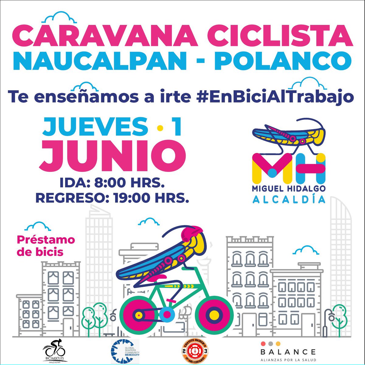 ¿Te gustaría llegar a tu trabajo en bici pero no te animas a hacerlo sol@?

La <a href="/AlcaldiaMHmx/">Alcaldía Miguel Hidalgo</a> por medio de la <a href="/BiciEscuelaMHmx/">BiciEscuela 🚴‍♂️</a> en colaboración con <a href="/shaperscdmx/">Global Shapers Mexico City Hub</a> y <a href="/bicimixtles/">Bicimixtles</a> te invitan a unirte a la Caravana Ciclista, donde podrás vivir la experiencia

Es necesario registrarse ⤵️