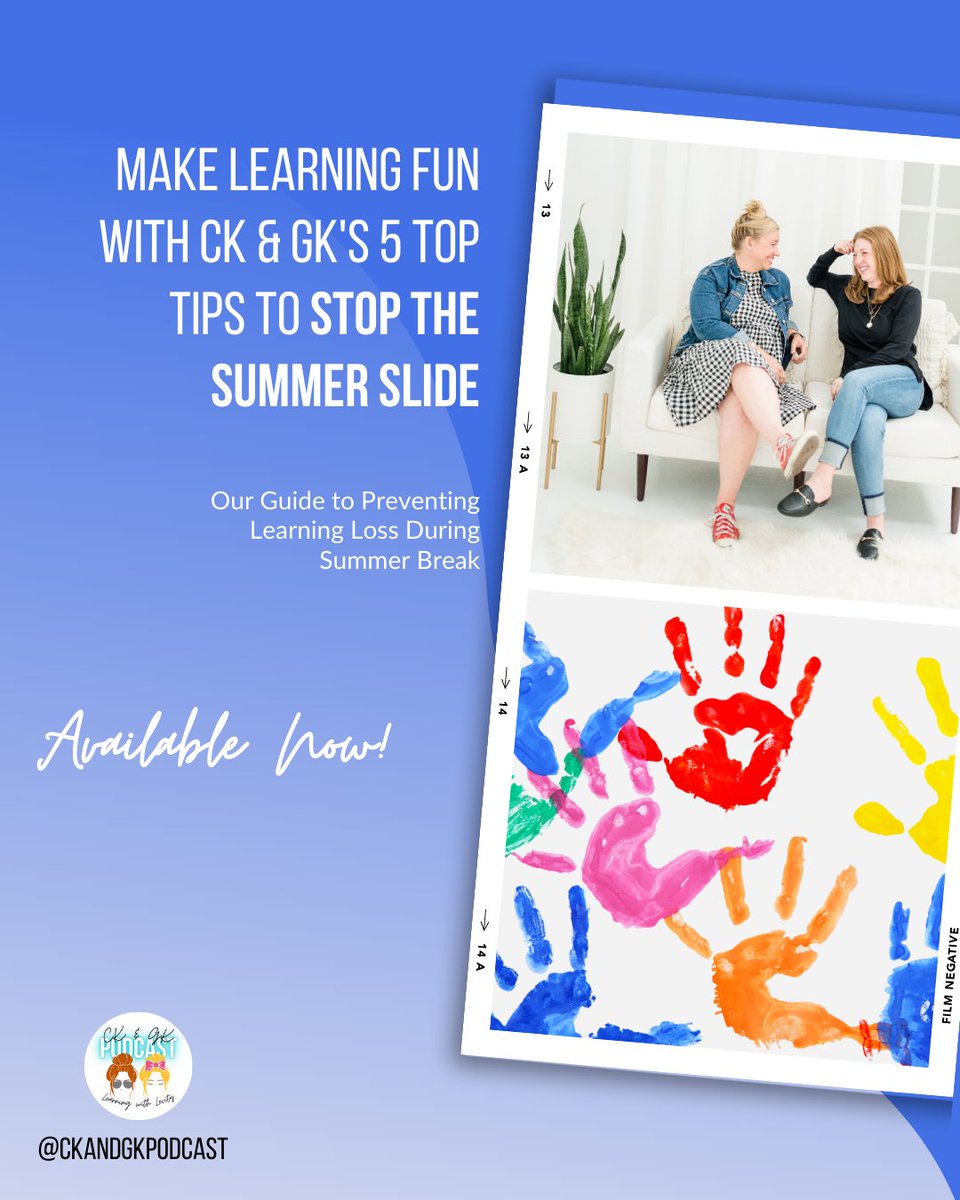 CKandGKPodcast's tweet image. Don&apos;t miss out on CK &amp;amp; GK&apos;s latest episode on stopping the summer slide! Tune in before their next episode drops tomorrow, and get ready to make learning fun for your kids this summer &amp;gt;&amp;gt;&amp;gt; pod.link/1600435714

#SummerLearningLoss #SummerSlide #LastChance #CKandGKPodcast