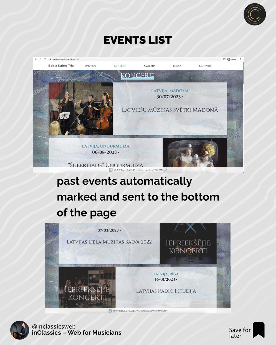 inclassicsweb's tweet photo. ✅Does your #chambergroup have a #website?

We developed our own system to make website management easy for #musicians. Want to try it out? DM us to get a free personalized demo!

Check out our portfolio for more examples 
https://t.co/y12HNa0vAg

#inclassicsweb #webdesign https://t.co/08Lr9GYNv4
