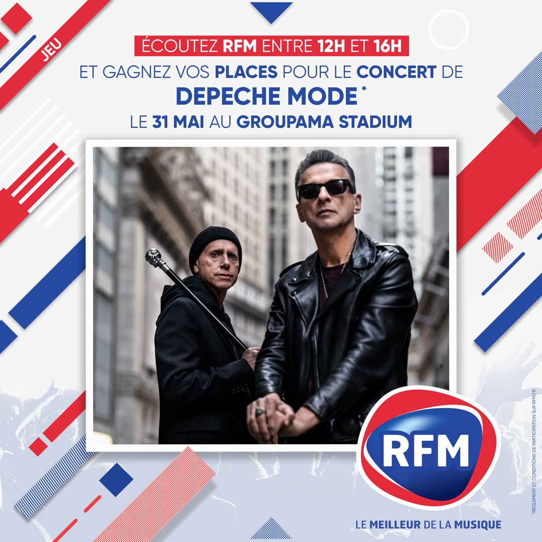 #SoyezAuRendezVous 👉Cette semaine entre 12h et 16h ! 

📌RFM Rhône-Alpes vous offre vos places pour le concert de #DepecheMode le Mercredi 31 Mai au Groupama Stadium de #Lyon pour vivre  « #MementoMoriWorldTour2023 ».🎤🏟️

#RestezALécoute du #MeilleurDeLaMusique ! 🎧