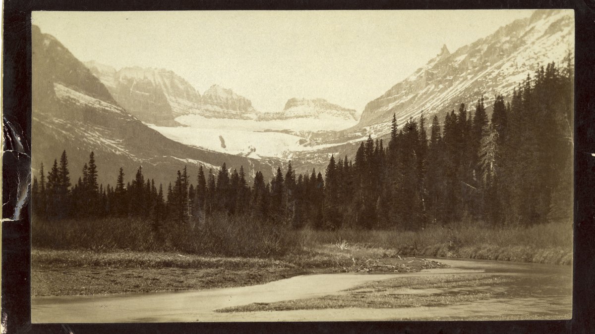 GlacierNPS's tweet photo. “I estimate this glacier is at least a mile in width, where visible. The thickness of this mass of ice can scarcely be less than 100 feet and may be much more.” —George Bird Grinnell

Image 1: Grinnell Glacier, 1887. 
Image 2: Grinnell Glacier 2021. https://t.co/TCkr1yUs3H