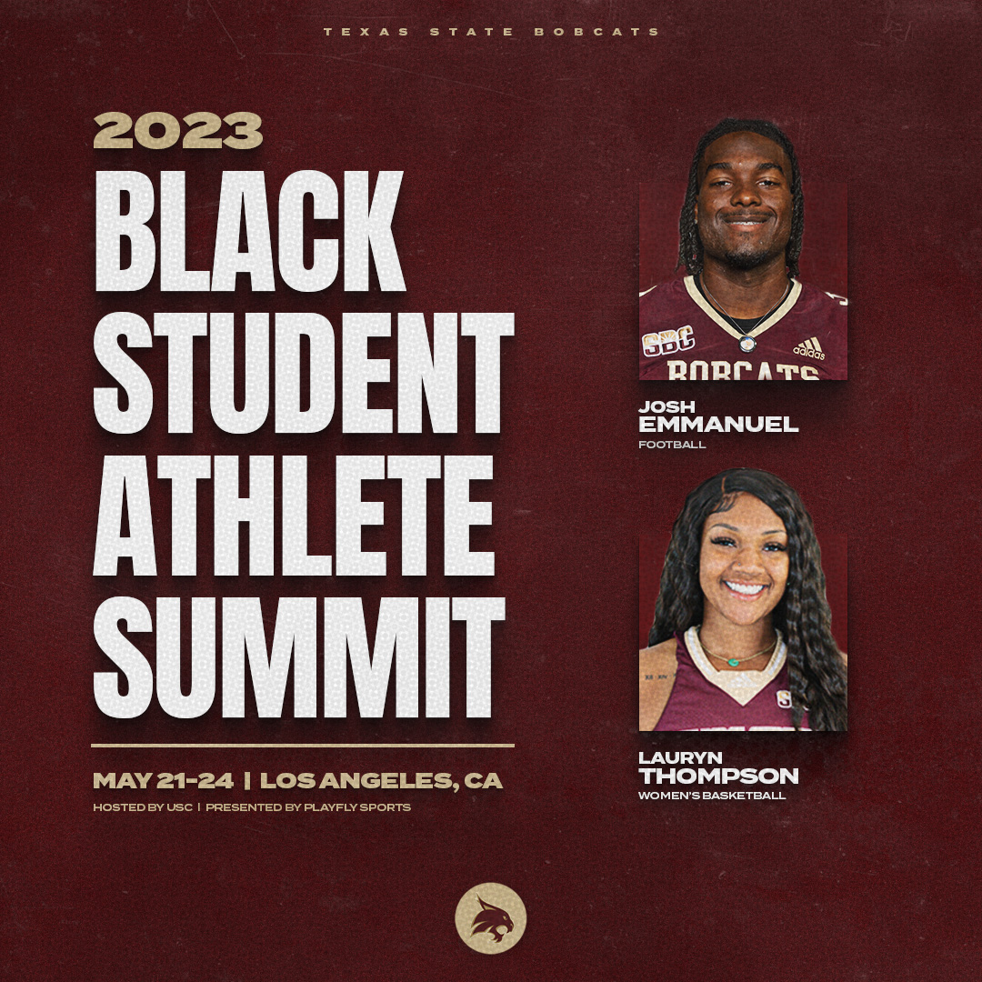 TXST_CORE's tweet photo. Two Bobcats,  @josh_emann and @awklauryn, are on a business trip to the #BSASummit.  They will have the opportunity to learn from and network with student-athletes from across the country.  We are excited for them to share ideas for TXST to continue to grow. https://t.co/8X9Fr0WuRp