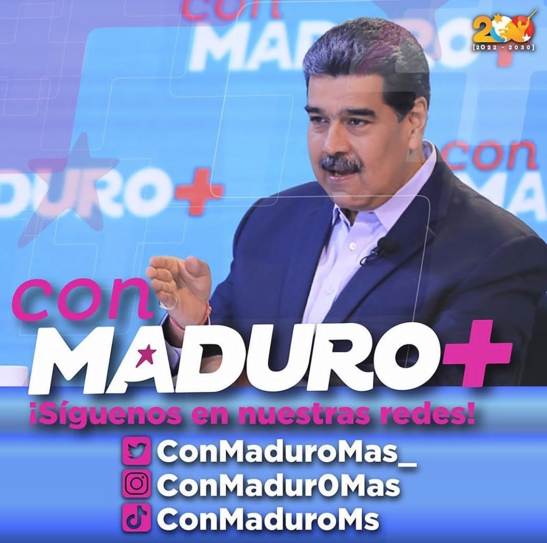 ¡HOY! 5pm Unete a la transmisión del programa “con Maduro +”. En redes sociales ó a través de la señal de VTV. #SNI2023 #TuEresElFuturoDeVenezuela @delcyrodriguezv @gabrielajimenezve @sandraoblitasr @_laavanzadora @mippcivzla @vicevenezuela @mincyt.ve @mppeduniv @mppeducacion