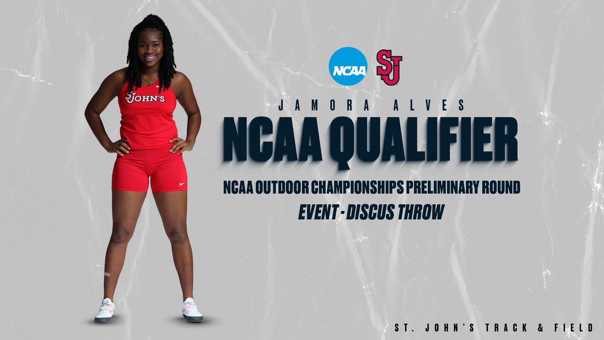 StJohnsTFXC's tweet photo. First season, first NCAA Championships ‼️
Congrats to Jamora for qualifying in the discus throw! 🙌 #SJUTF https://t.co/qiAUOiLWU3