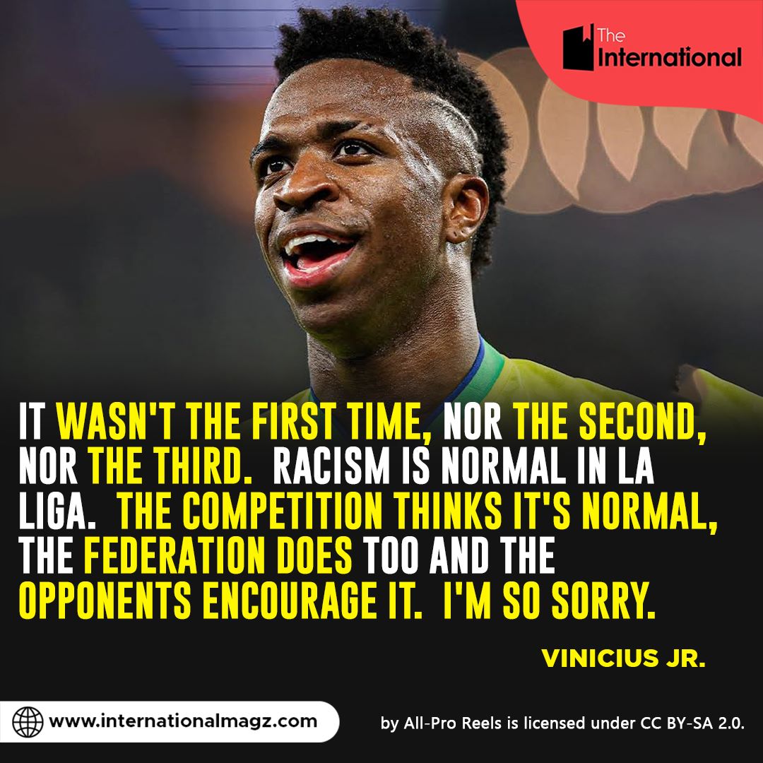 Real Madrid player Vin­cius Junior has called La Liga and Spain racist after receiving racial slurs from the stands during Real Madrid's defeat at Valencia's Mestalla stadium on Sunday.

Vinicius posted on Twitter after the game.

#RacismStillExists #Madrid #racismo