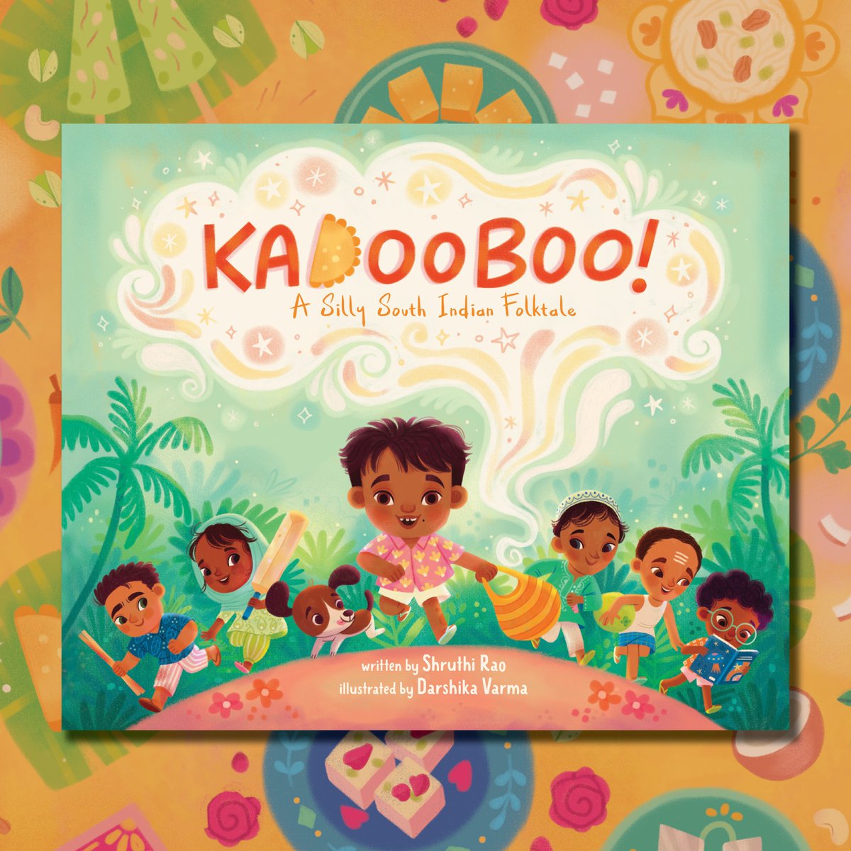 ⚡️Cover reveal! We are delighted to share the cover of KADOOBOO! A SILLY SOUTH INDIAN FOLKTALE by <a href="/shrurao/">Shruthi Rao</a> and <a href="/darshika_varma/">Darshika Varma</a>! In this retelling full of wordplay, a boy mixes up the name of a delicious treat he is carrying home--with hilarious results!   

Cover by <a href="/beazdesigns/">k. beaz</a>