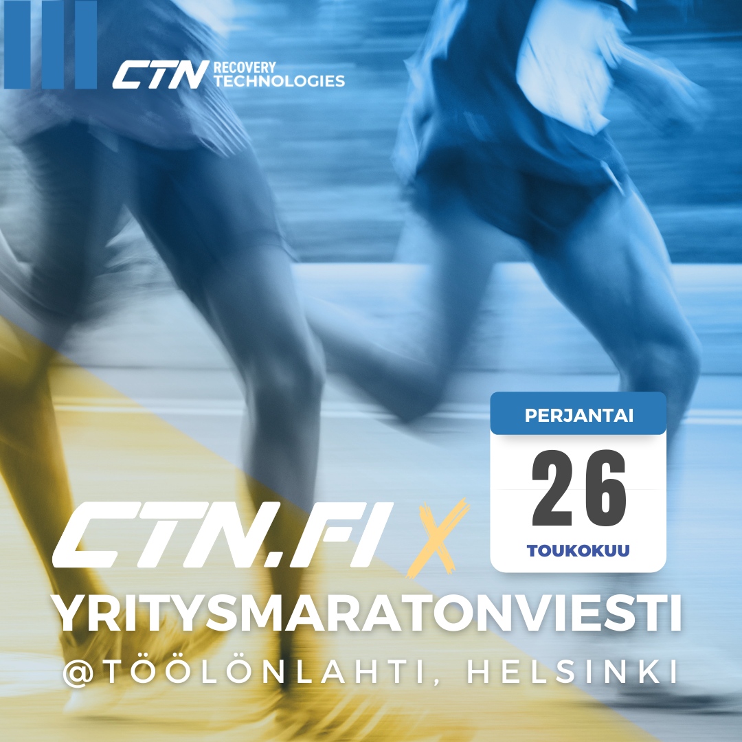 YRITYSMARATONVIESTI 2023 LÄHESTYY! CTN on Suomen suurin yritysliikuntatapahtuman yhteistyökumppani ja tulevan perjantain tapahtumassa on saatavilla X°CRYO™ -huippukylmähoitoja kaikille osallistujialle Helsingin Töölönlahdessa.