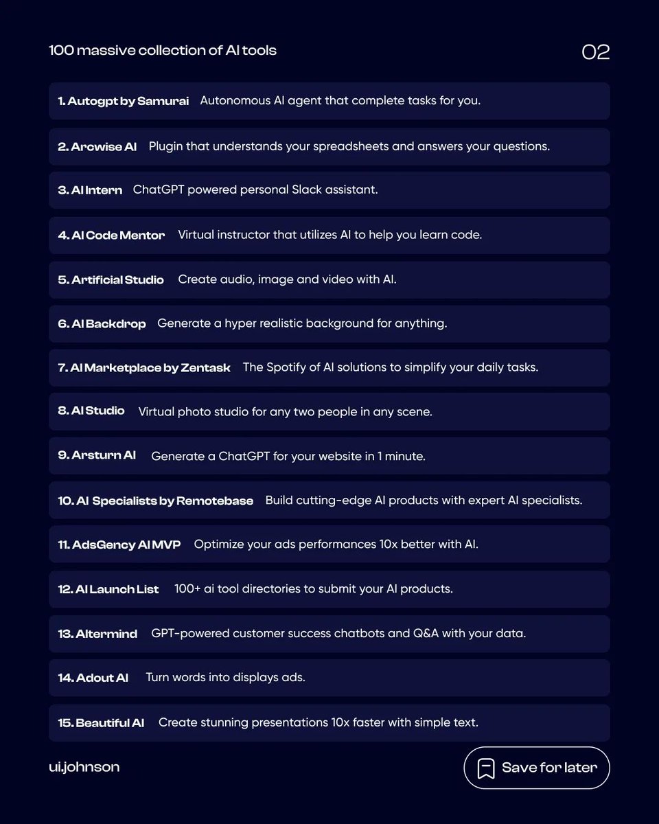 FSJ92's tweet photo. Explore these massive AI tools collections that will revolutionize the way you work!

source ui.johnson

#AItools #ArtificialIntelligence #Innovation #Technology #Automation #MachineLearning #DataScience #TechRevolution #ai #work https://t.co/flkvbY5Z1M
