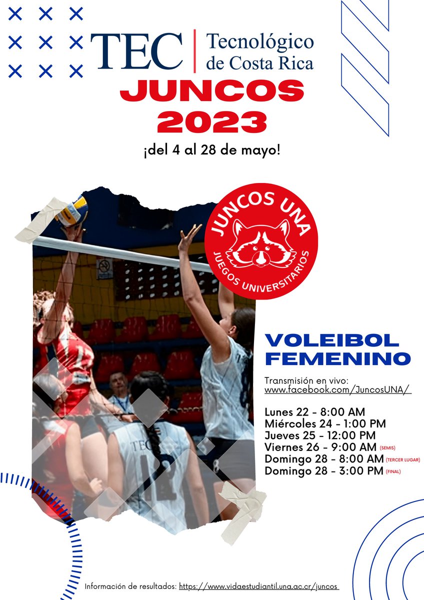 JUNCOS 2023 Voleibol femenino y masculino, transmisión en vivo desde este enlace: facebook.com/JuncosUNA/
