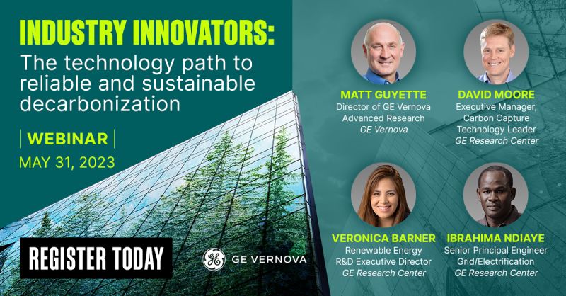 Join experts from <a href="/GEResearch/">GE Research</a> on May 31 at 11:00 am to learn about three pillars of innovation: #decarbonization, #Renewables , and #electrification. <a href="/GE_Power/">GE Power</a>'s webinar will discuss direct air capture (DAC), modernizing the grid, and renewable energy bit.ly/433JCmg