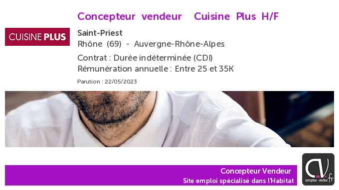 ConcepteurV's tweet photo. Offre d'emploi  Concepteur vendeur  - Cuisine Plus - Saint-Priest (69) https://t.co/QDiZ382J7G https://t.co/IAEq2J2SIh