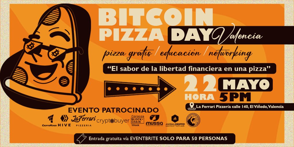 Hoy hace 13 años no solo se concretó un intercambio de #BTC por un par de Pizzas🍕, lo que realmente ocurrió fue que una moneda que había nacido para decirle a una sociedad "Ey ya no dependes de un banco" comenzó a ser usada.

El simbolismo que nació hoy, se llama libertad, así