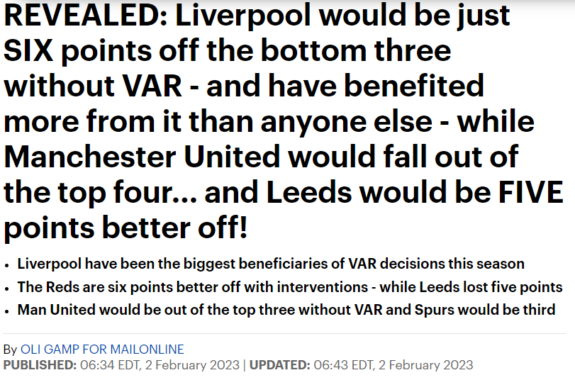 Liverpool fans complaining about refs and VAR?🤔

I'll just leave this here...
