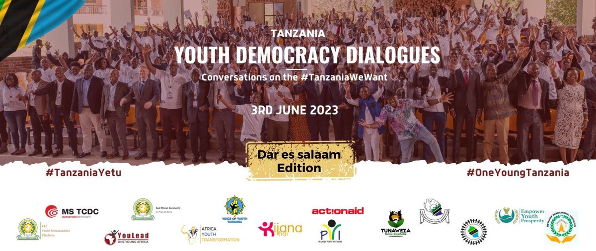 It's Dar es Salaam edition! 

Youth Democratic Dialogue will contribute to the promotion of peaceful, youth-friendly, and inclusive democratic processes in Tanzania. #TanzaniaYetu

#DemocracyDialogues 
#YouthPower